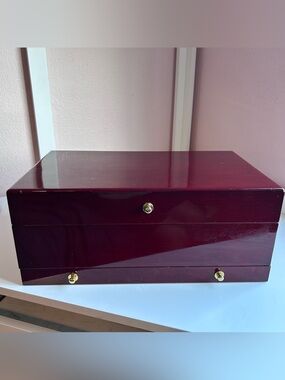 Lori Greiner “For Your Ease Only” Cherry Wood Jewelry Box with Mirror & Drawers